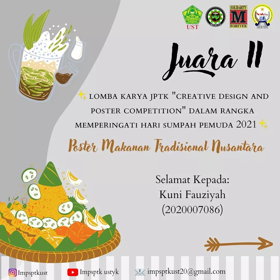 Read more about the article Kuni Fauziyah. Juara 2 Lomba Poster Makanan Tradisional Nusantara “Creative Design and Poster Competition 2021”