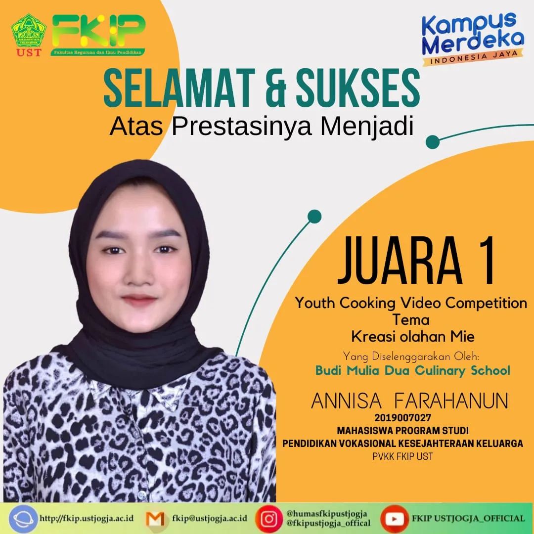 Read more about the article Annisa Farahanun. Juara 1 “Youth Cooking Video Competition Kreasi Olahan Mie”