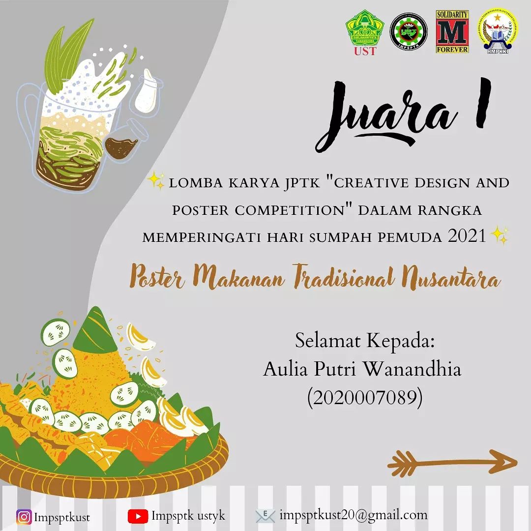 Read more about the article Aulia Putri Wanandhi. Juara 1 Lomba Poster Makanan Tradisional Nusantara “Creative Design and Poster Competition 2021”